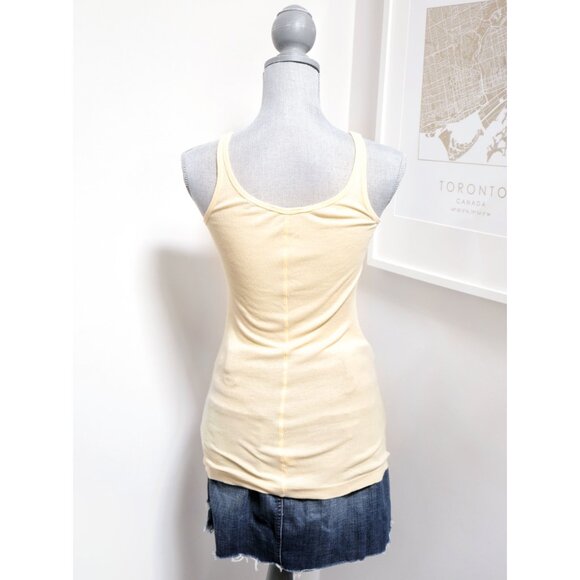 VINCE Butter Yellow Ribbed Knit Longline Tank Top - Picture 3 of 6